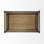 Benson Set of 2 Brown Wood Black Metal Trays