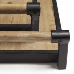 Benson Set of 2 Brown Wood Black Metal Trays