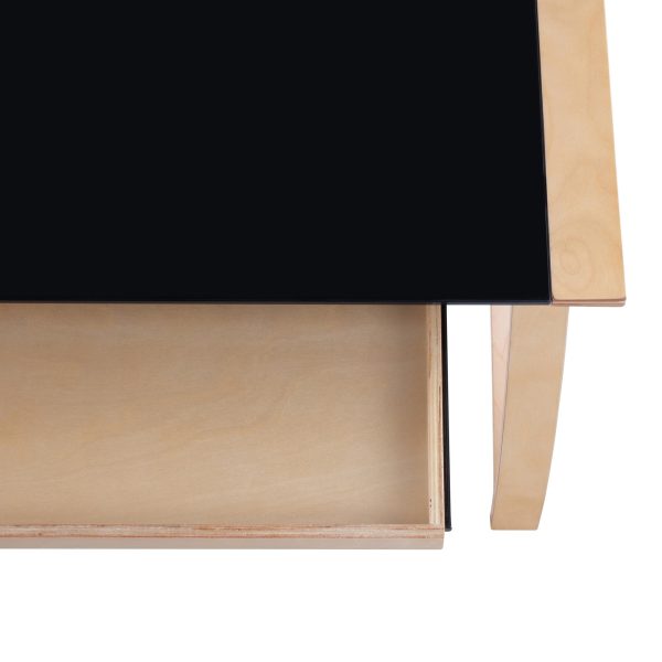 Bentley Mid Century Modern Natural Wood Black Glass Office Desk 11
