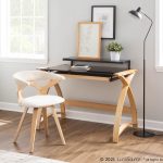 Bentley Mid-Century Modern Natural Wood Black Glass Office Desk 14 Bentley Mid-Century Modern Natural Wood Black Glass Office Desk