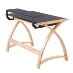 Bentley Mid-Century Modern Natural Wood Black Glass Office Desk 20 Bentley Mid-Century Modern Natural Wood Black Glass Office Desk