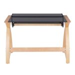 Bentley Mid-Century Modern Natural Wood Black Glass Office Desk 21 Bentley Mid-Century Modern Natural Wood Black Glass Office Desk