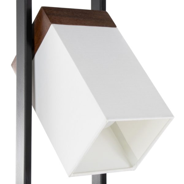 Bento Contemporary Black Metal and Walnut Wood Floor Lamp 14