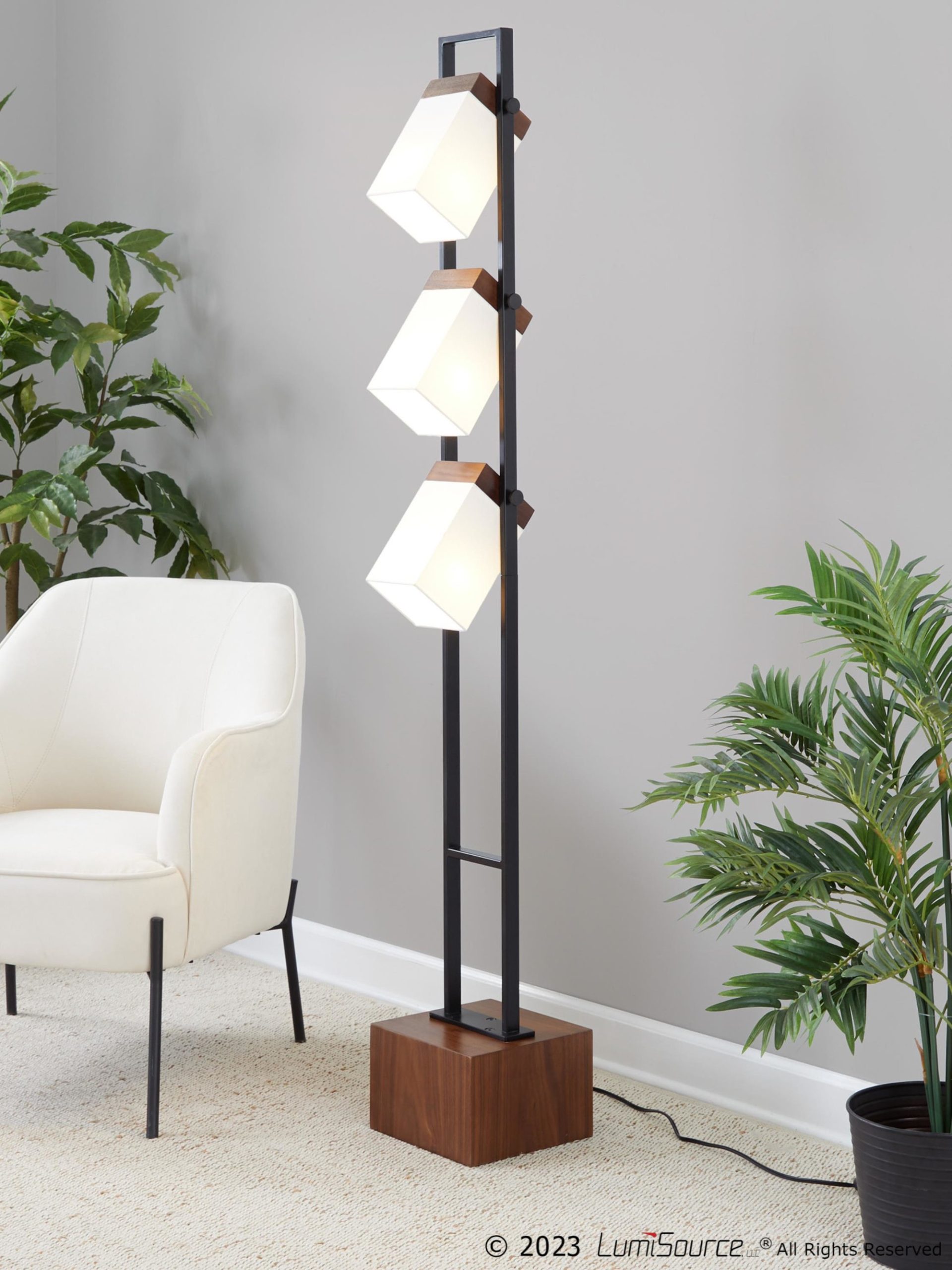Bento Contemporary Black Metal and Walnut Wood Floor Lamp 3 Bento Contemporary Black Metal and Walnut Wood Floor Lamp - Image 3