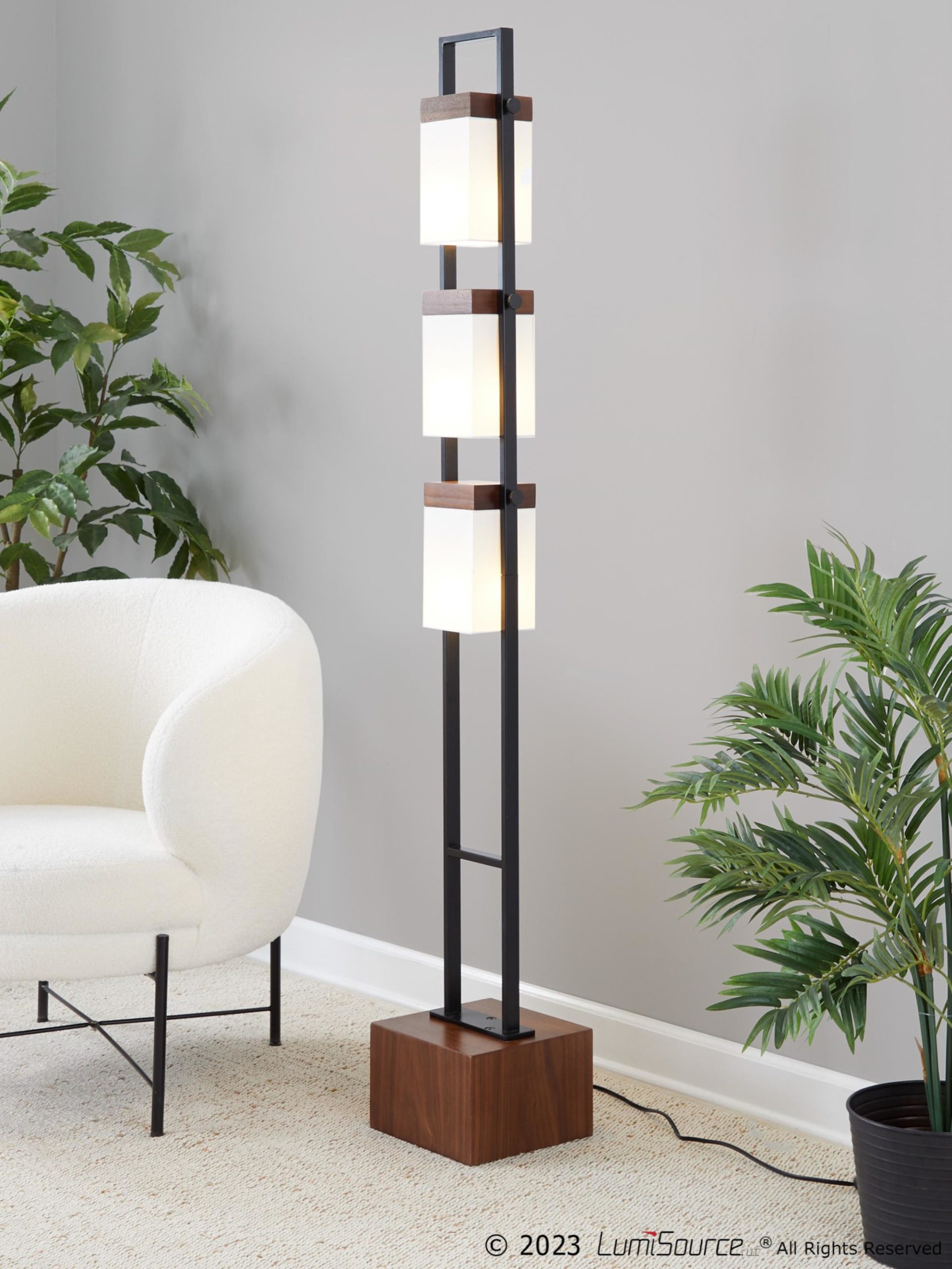 Bento Contemporary Black Metal and Walnut Wood Floor Lamp 4 Bento Contemporary Black Metal and Walnut Wood Floor Lamp - Image 4