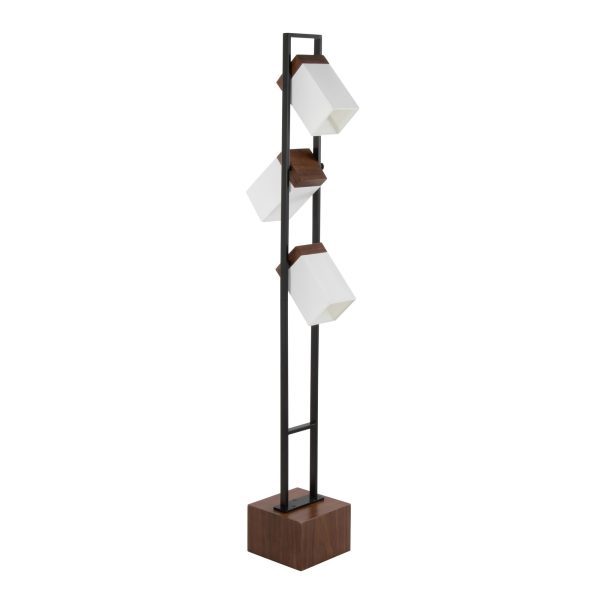 Bento Contemporary Black Metal and Walnut Wood Floor Lamp 6