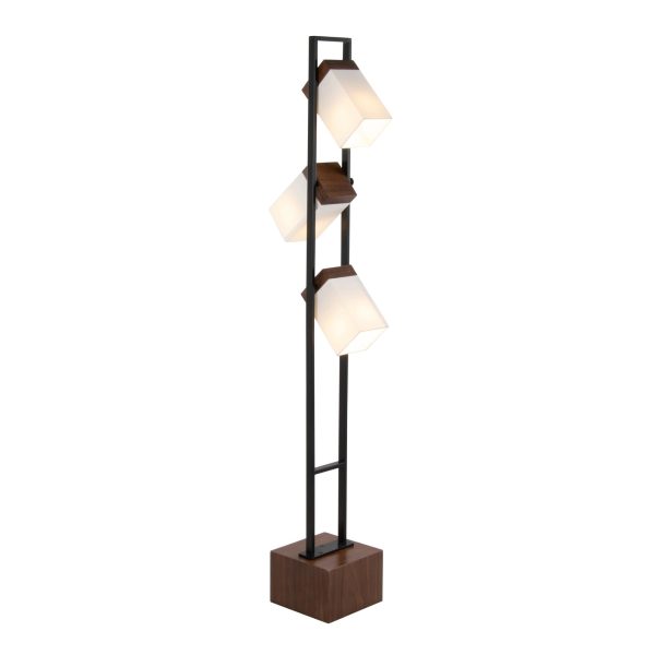 Bento Contemporary Black Metal and Walnut Wood Floor Lamp 7