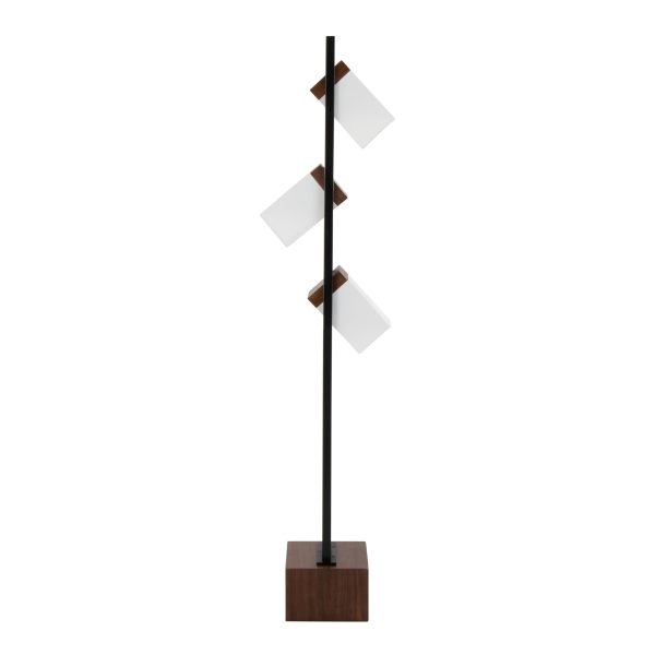 Bento Contemporary Black Metal and Walnut Wood Floor Lamp 8