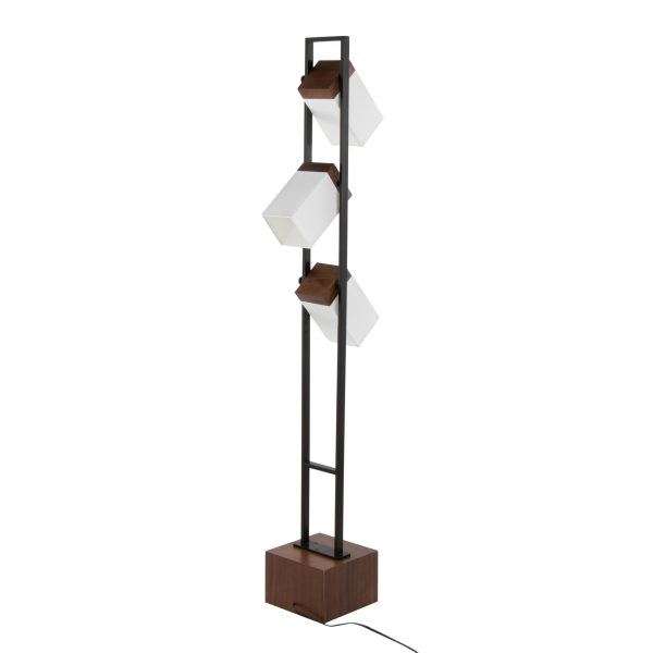 Bento Contemporary Black Metal and Walnut Wood Floor Lamp 9