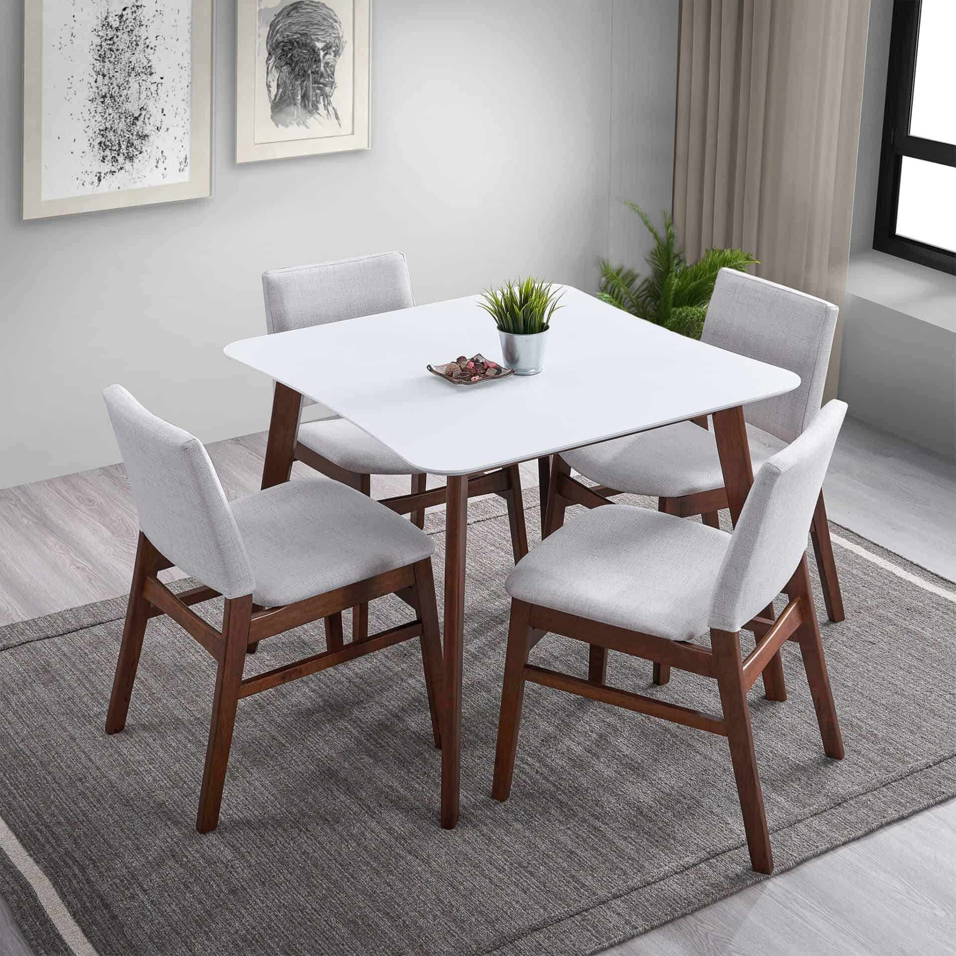 Solid Wood Square Dining Table White Top Modern Design 2 Solid Wood Square Dining Table White Top Modern Design - Image 2