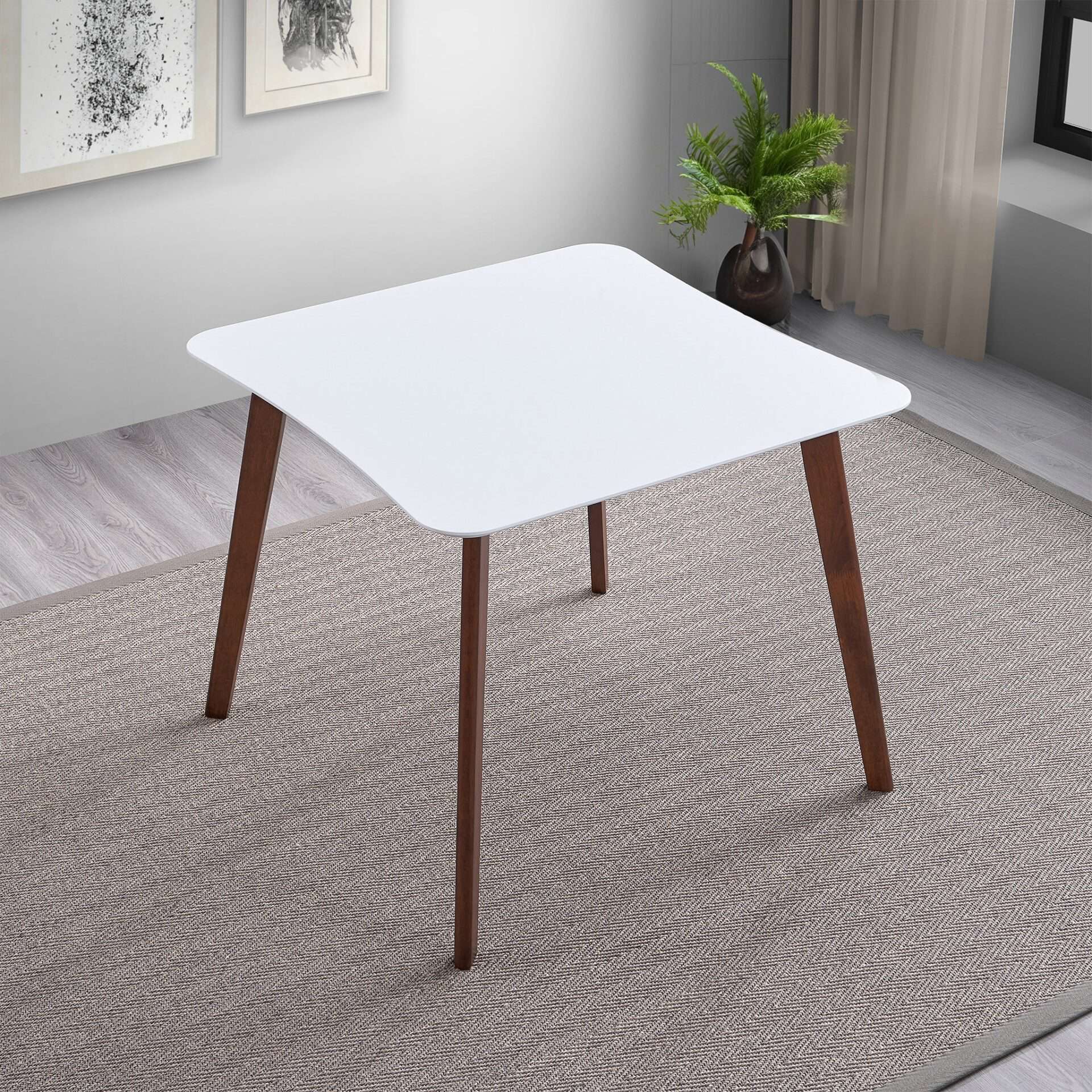 Solid Wood Square Dining Table White Top Modern Design 3 Solid Wood Square Dining Table White Top Modern Design - Image 3