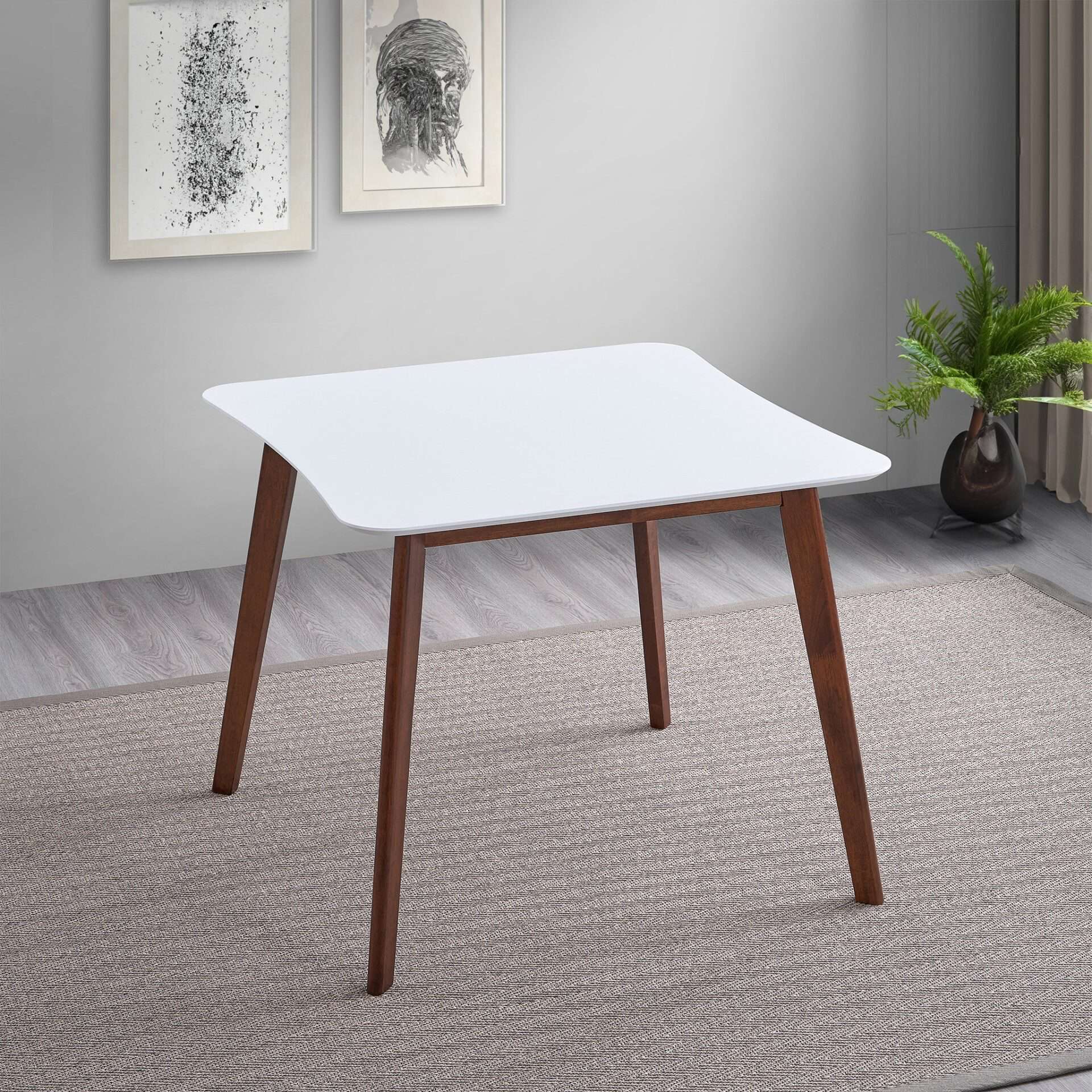 Solid Wood Square Dining Table White Top Modern Design 4 Solid Wood Square Dining Table White Top Modern Design - Image 4