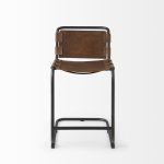 Berbick 20.5 x 24.75 x 39 Medium Brown Leather W/ Iron Frame Counter Stool