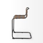 Berbick 20.5 x 24.75 x 39 Medium Brown Leather W/ Iron Frame Counter Stool