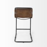 Berbick 20.5 x 24.75 x 39 Medium Brown Leather W/ Iron Frame Counter Stool