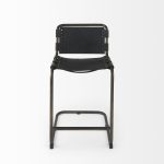 Berbick 21L x 25W x 38H Black Leather W/ Iron Frame Counter Stool