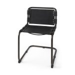 Berbick 33" Total Height Black Leather w/ Iron Frame Dining Chair