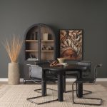 Berbick 33" Total Height Black Leather w/ Iron Frame Dining Chair