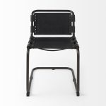 Berbick 33" Total Height Black Leather w/ Iron Frame Dining Chair