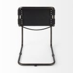 Berbick 33" Total Height Black Leather w/ Iron Frame Dining Chair