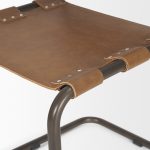 Berbick 33" Total Height Medium Brown Leather w/ Iron Frame Dining Chair