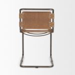 Berbick 33" Total Height Medium Brown Leather w/ Iron Frame Dining Chair