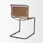 Berbick 33" Total Height Medium Brown Leather w/ Iron Frame Dining Chair