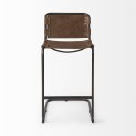 Berbick 43" Total Height Medium Brown Leather w/ Iron Frame Bar Stool