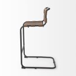 Berbick 43" Total Height Medium Brown Leather w/ Iron Frame Bar Stool