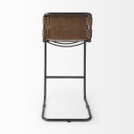 Berbick 43" Total Height Medium Brown Leather w/ Iron Frame Bar Stool