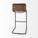 Berbick 43" Total Height Medium Brown Leather w/ Iron Frame Bar Stool