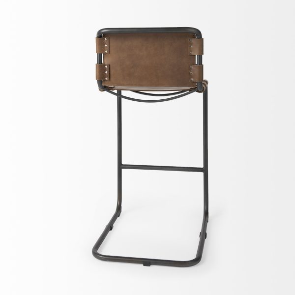 Berbick 43 Total Height Medium Brown Leather w Iron Frame Bar Stool 5