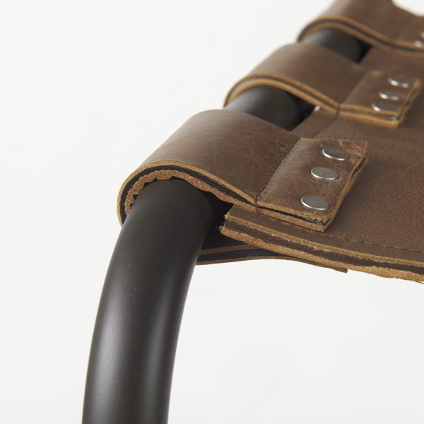 Berbick 43 Total Height Medium Brown Leather w Iron Frame Bar Stool 7