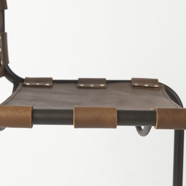 Berbick 43 Total Height Medium Brown Leather w Iron Frame Bar Stool 8