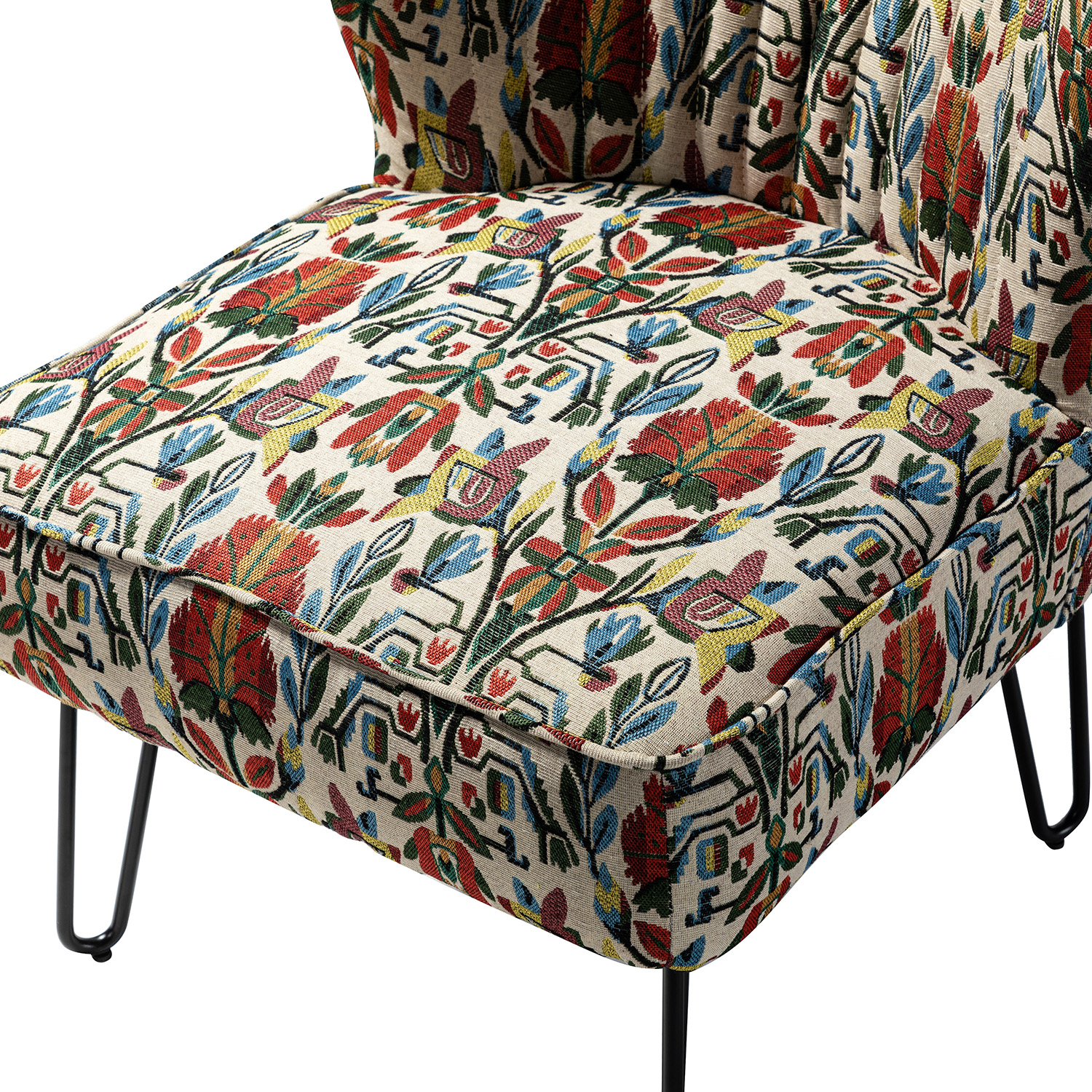 Bernarda Floral Glam Wingback Accent Side Chair 5 Bernarda Floral Glam Wingback Accent Side Chair - Image 5