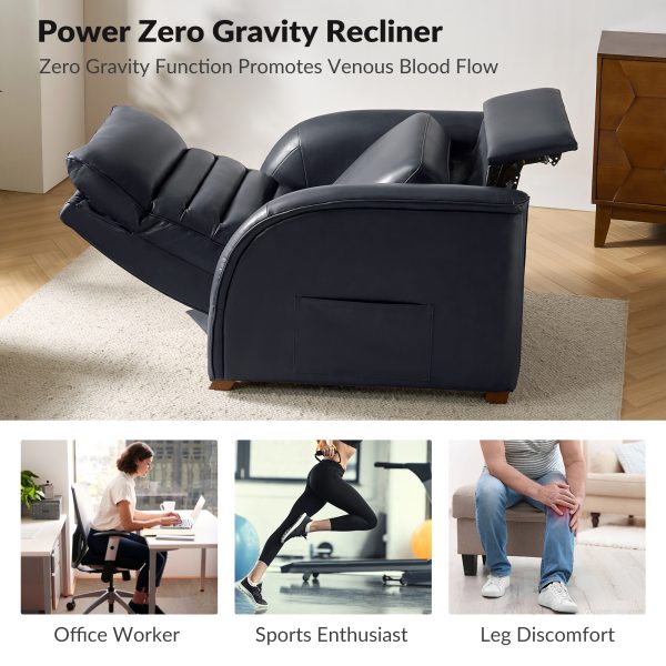 Bernhard Navy Leather Power Zero Gravity Recliner 3