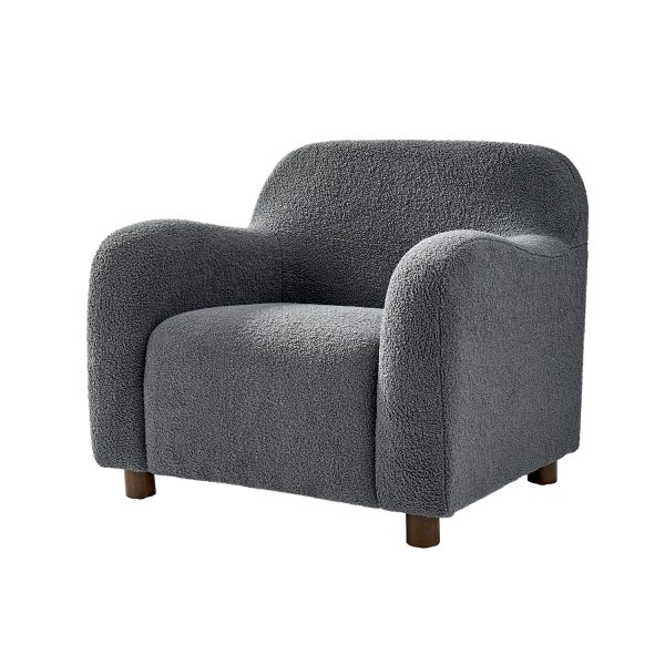 Bernie Grey Lamb Wool Modern Upholstered Armchair 1