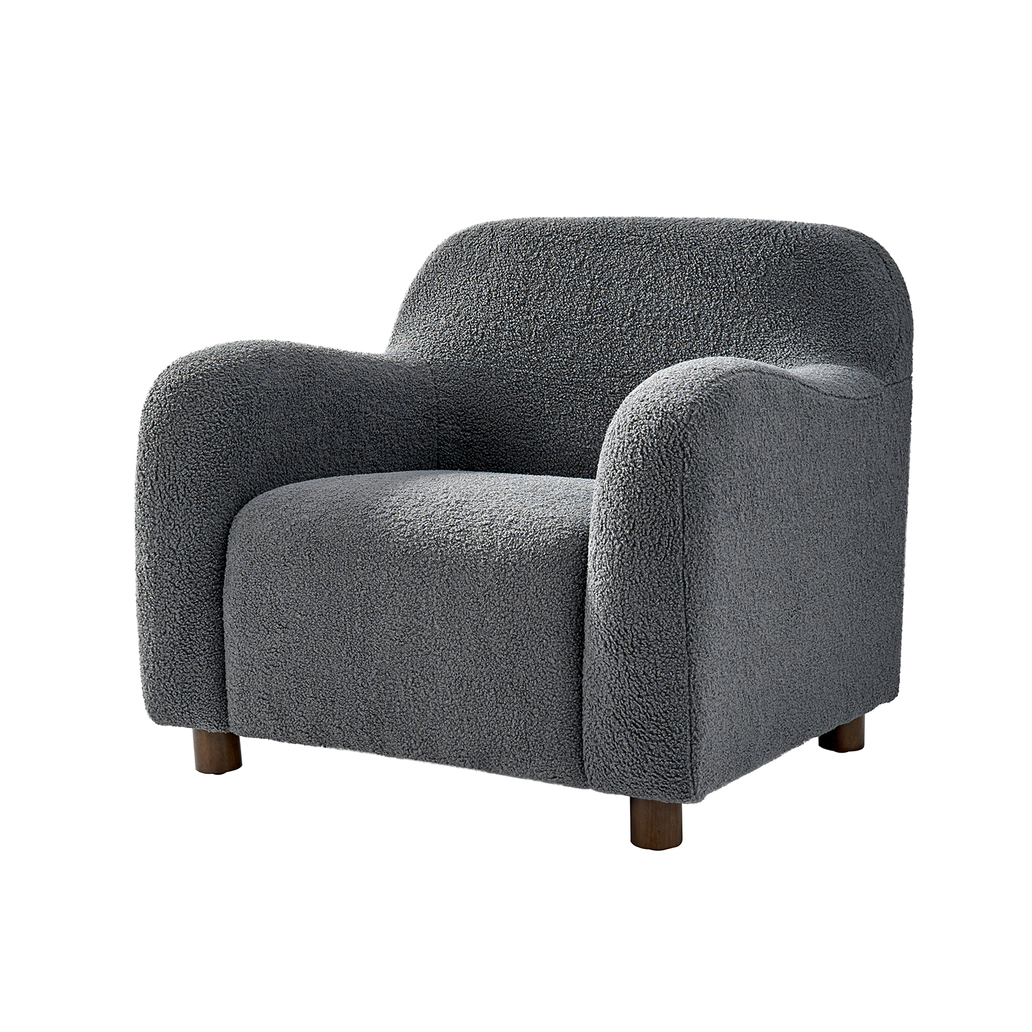 Bernie Grey Lamb Wool Modern Upholstered Armchair 2 Bernie Grey Lamb Wool Modern Upholstered Armchair - Image 2