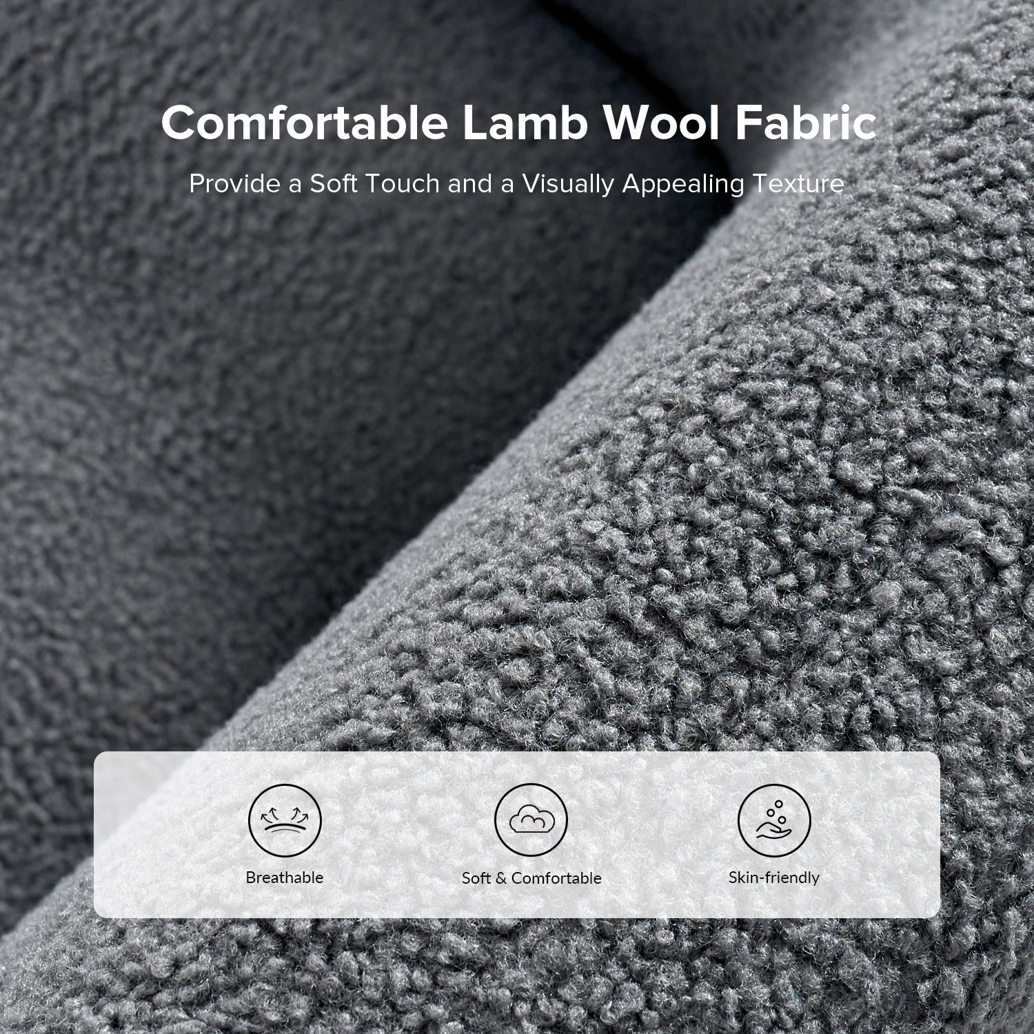 Bernie Grey Lamb Wool Modern Upholstered Armchair 3 Bernie Grey Lamb Wool Modern Upholstered Armchair - Image 3