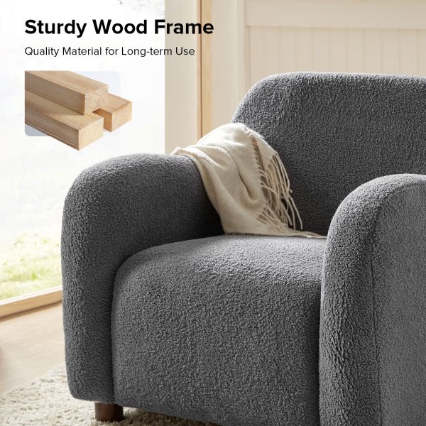 Bernie Grey Lamb Wool Modern Upholstered Armchair 3