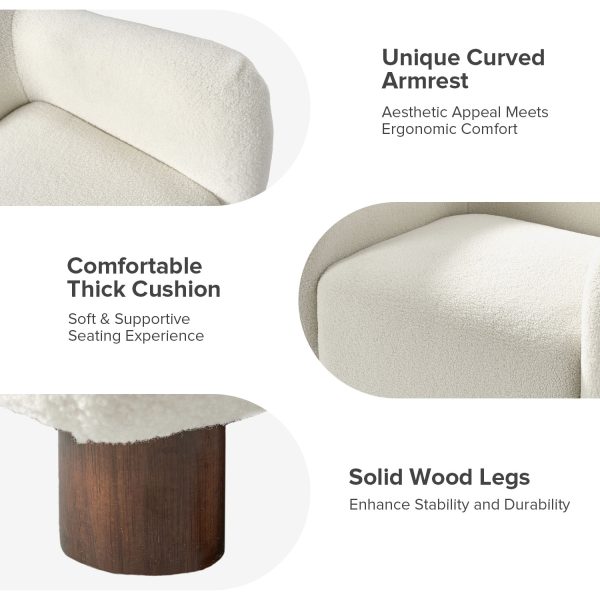 Bernie Ivory Lamb Wool Upholstered Armchair 4