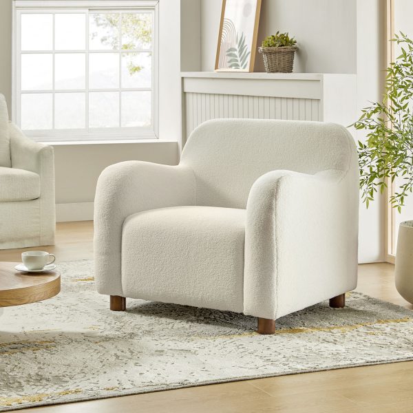 Bernie Ivory Lamb Wool Upholstered Armchair