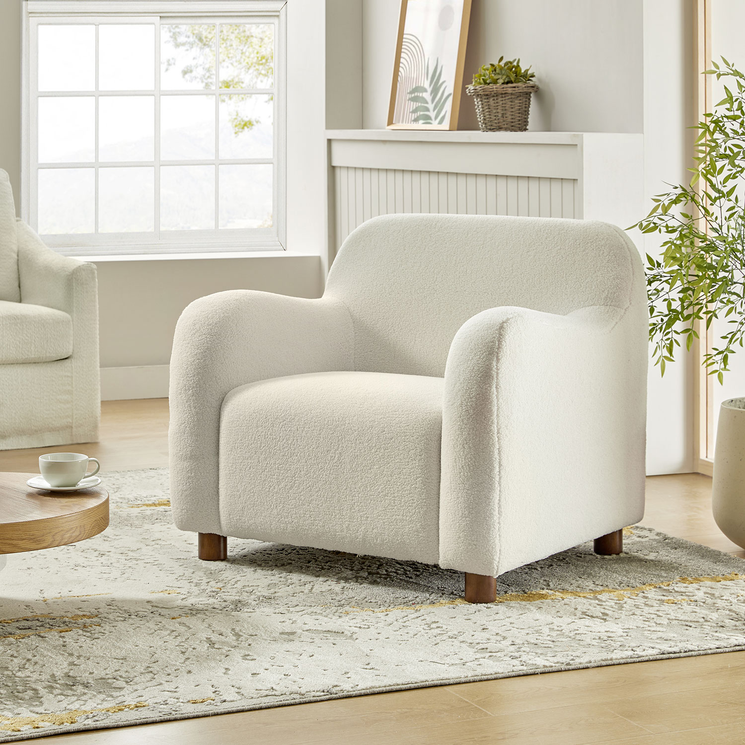 Bernie Ivory Lamb Wool Upholstered Armchair 1 Bernie Ivory Lamb Wool Upholstered Armchair
