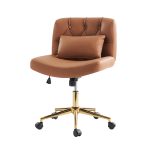 Bert Camel Faux Leather Button Tufted Swivel Office Chair