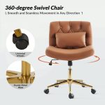 Bert Camel Faux Leather Button Tufted Swivel Office Chair