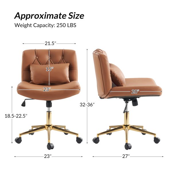 Bert Camel Faux Leather Button Tufted Swivel Office Chair 4