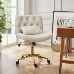 Bert Tan Faux Leather Tufted Swivel Ergonomic Office Chair 7 Bert Tan Faux Leather Tufted Swivel Ergonomic Office Chair