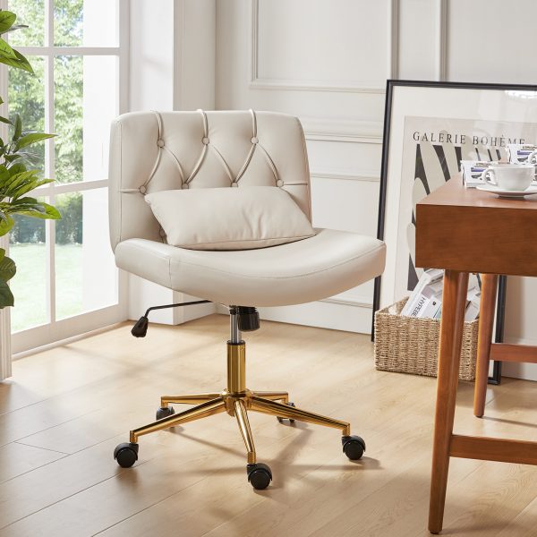 Bert Tan Faux Leather Tufted Swivel Ergonomic Office Chair 1