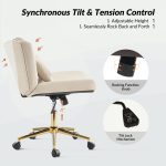 Bert Tan Faux Leather Tufted Swivel Ergonomic Office Chair 8 Bert Tan Faux Leather Tufted Swivel Ergonomic Office Chair