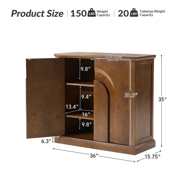 Bert Walnut Transitional 2 Door Accent Cabinet with Shelves 4
